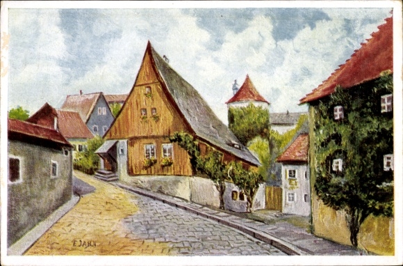 Artist Postcard Jahn, E., Bautzen in Oberlausitz, street