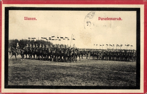 Postcard Uhlans, parade march
