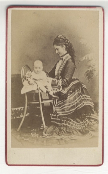 CdV portrait Crown Princess Louise of Schaumburg-Lippe, born of Denmark, with son,