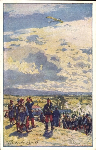 Artist Postcard Eckenbrecher, T. von, Shooting of a German pigeon, Air Fleet Association