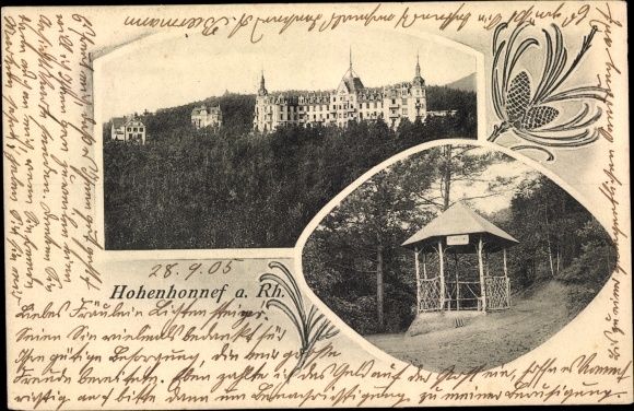 Postcard Bad Honnef am Rhein, Hohenhonnef Pulmonary Clinic, Pavilion