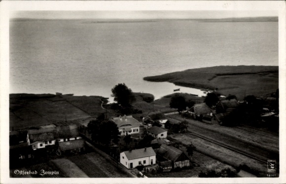 Postcard Ostseebad Zempin on Usedom, partial view, aerial photo