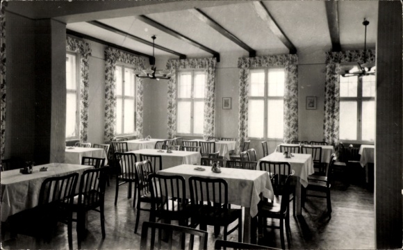 Postcard Neuglobsow Stechlin Brandenburg, interior view of the dining room in the FDGB recreation home Neuglobsow