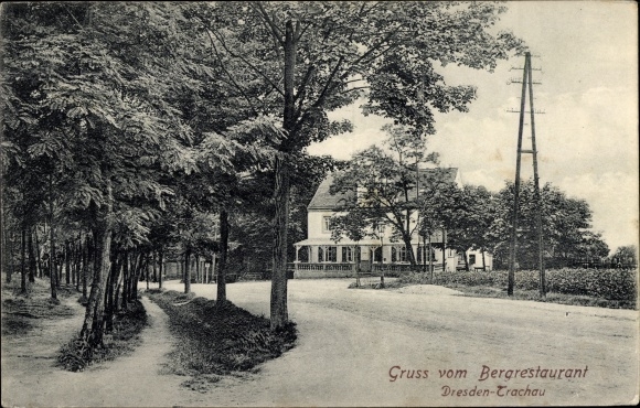 Postcard Dresden Trachau, mountain restaurant