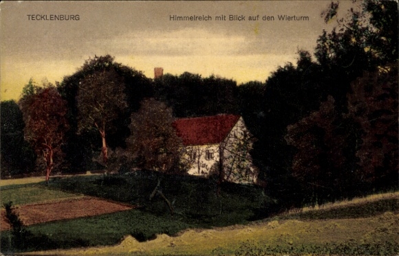 Ak Tecklenburg am Teutoburger Wald Westfalen, Landschaft, Haus, Bäume, Himmel, Wierturm