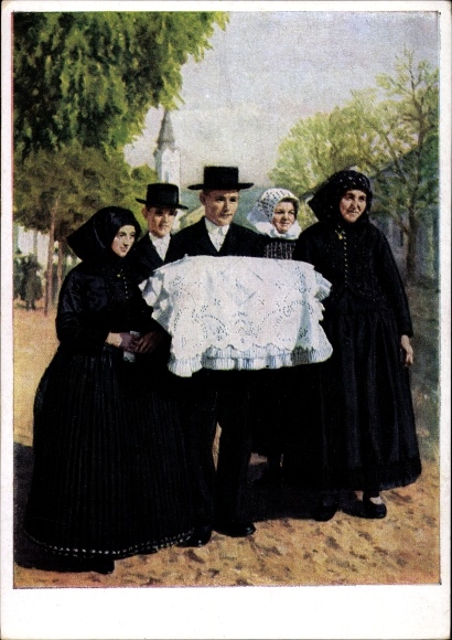 Künstler Ak Retzlaff, Hans, Banater Schwaben, Taufe in Guttenbrunn, VDA 13 1 6
