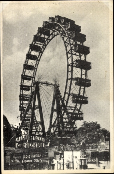 Postcard Vienna 2 Leopoldstadt, Prater, Ferris Wheel