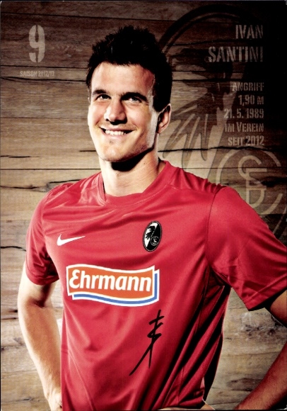 Autogrammkarte Fußballer Ivan Santini, SC Freiburg, Autogramm