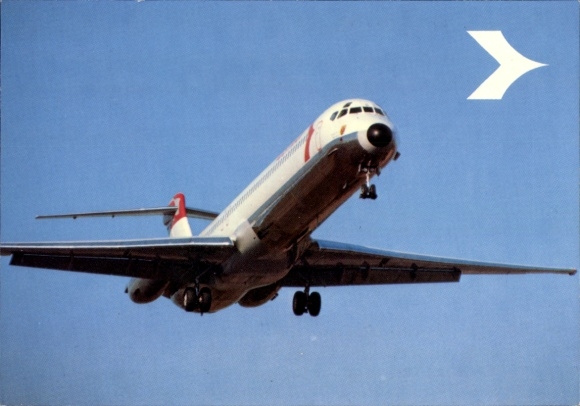 Postcard Douglas DC 9 Super 80, Austrian Airlines, Austrian passenger aircraft