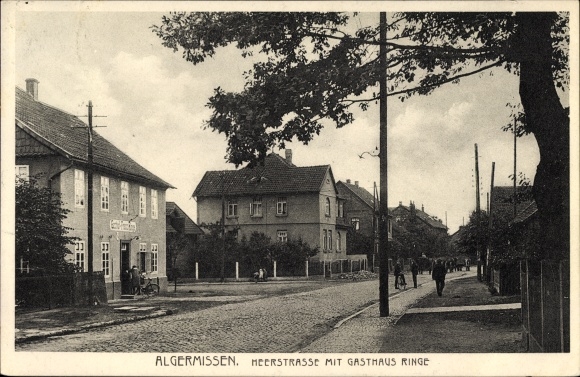 Postcard Algermissen in Lower Saxony, Heerstrasse with Inn Ringe