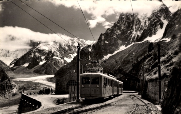 CPA Chamonix Mont Blanc Haute Savoie, Gare du Montenvers and Mer de Glace, tramway