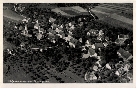 Postcard Wolpertswende in Württemberg, aerial photograph