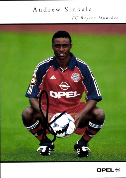 Autogrammkarte Andrew Sinkala, FC Bayern München, Opel Zafira, Autogramm