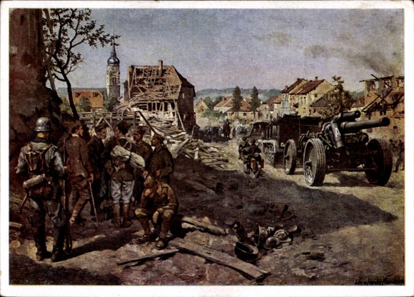 Artist Postcard E. Handel-Mazzetti, Advance of the XII. AK by Johannes Rohrbach, Wehrmacht, WW2