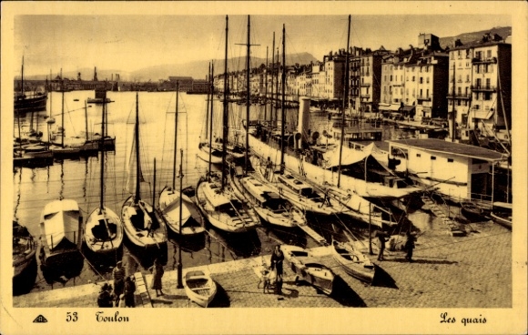 Postcard Toulon Var, harbor, boats