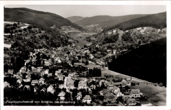 Postcard Schönau near Heidelberg Odenwald, aerial photograph