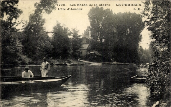 Ak Le Perreux sur Marne Val de Marne, Liebesinsel, Ruderboote