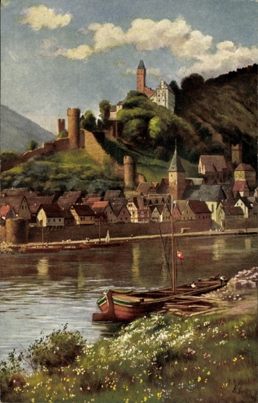 Artist Postcard Hoffmann H., Hirschhorn am Neckar, general view