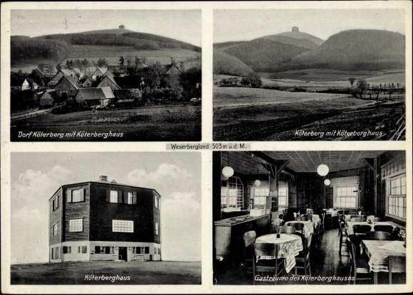 Ak Köterberg Lügde im Weserbergland, Köterberghaus, Gasthof, Speisesaal