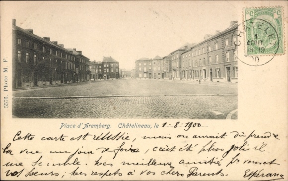 PC Chatelineau Châtelet Wallonia Hainault, Place d'firemberg, from 1900, photo MF