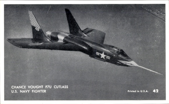 Postcard Chance Vought F7U Cutlass, US Navy Fighter