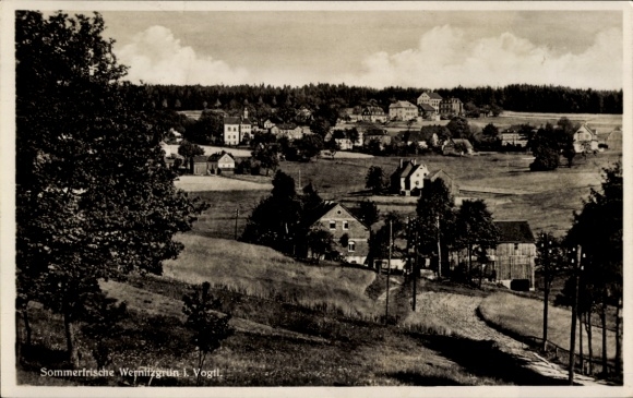 Postcard Wernitzgrün Erlbach in Vogtland, partial view