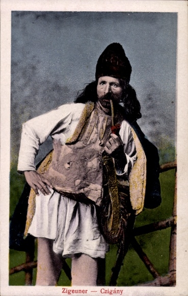 Ak Portrait eines Zigeuners, Tabakpfeife