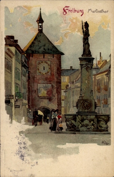 Kunstenaar litho Kley, Heinrich, Freiburg im Breisgau, Martinstor