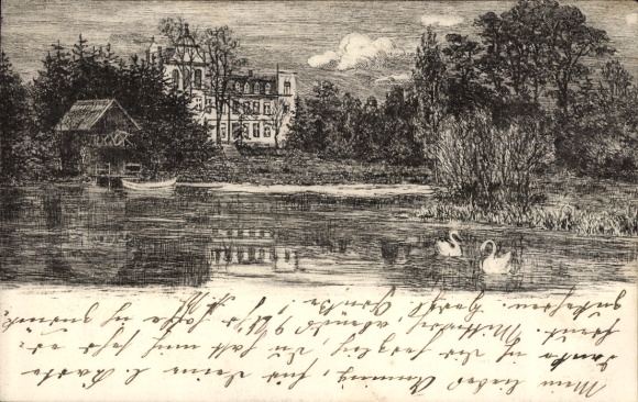 Künstler Ak Wolgast in Mecklenburg Vorpommern, Blick aufs Wasser, Schwäne