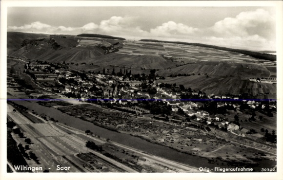 Postcard Wiltingen on the Saar, aerial photograph