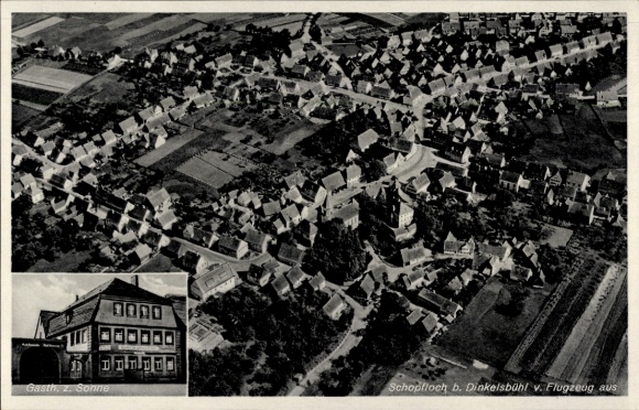 Ak Schopfloch in Mittelfranken, Fliegeraufnahme, Gasthaus zur Sonne