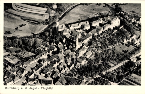 Postcard Kirchberg an der Jagst, aerial photograph