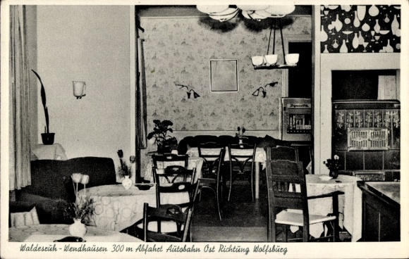 Postcard Wendhausen Lehre in Lower Saxony, Hotel Restaurant Waldesruh, interior view