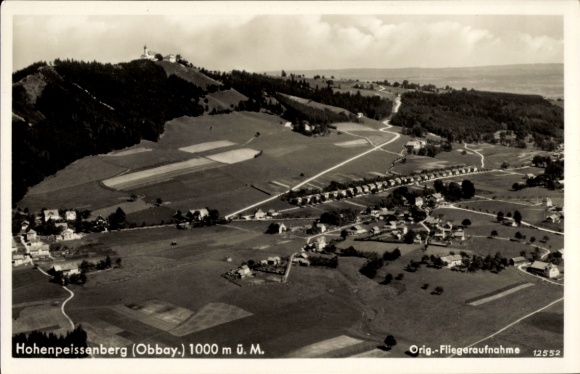 Postcard Hohenpeißenberg Peißenberg Upper Bavaria, aerial photograph