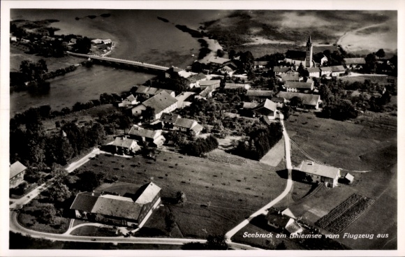 Postcard Seebruck am Chiemsee Upper Bavaria, aerial photograph