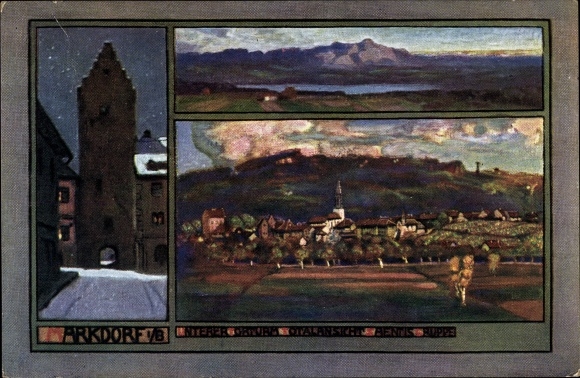Artist PC Markdorf in the Bodenseekreis Baden Württemberg, lower gate tower, total view, Säntis group