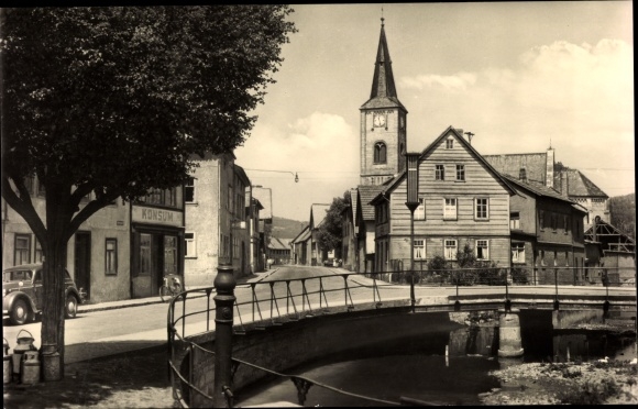 Ak Kaltennordheim in der Rhön, August-Bebel-Straße, Kirchturm