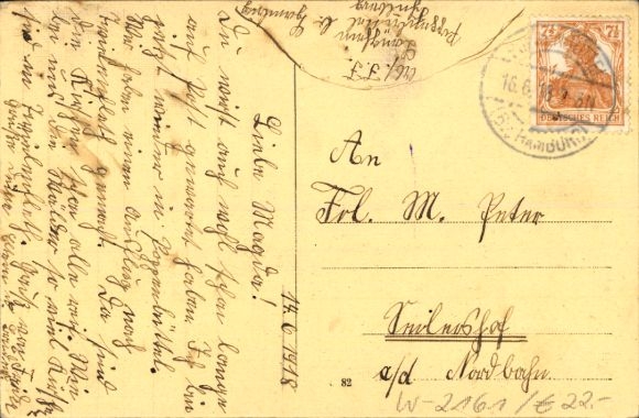 Postcard Hollern Twielenfleth on the Elbe, partial view of the settlement