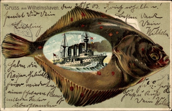 Mint Chromo-Litho Wilhelmshaven in Lower Saxony, German warship SMS Victoria Luise