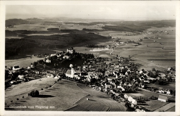 Postcard Grünenbach im Allgäu Swabia, aerial photograph