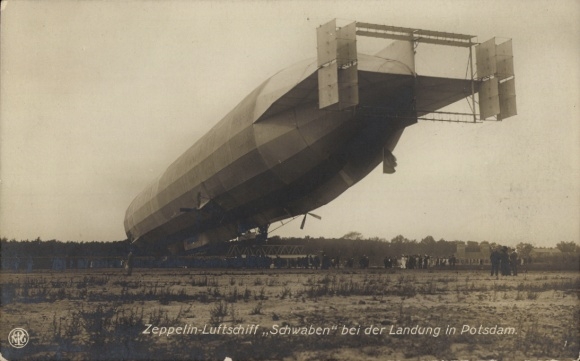 Ak Potsdam, Zeppelin, luchtschip Schwaben landing