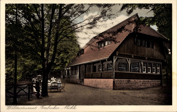 Postcard Forsbach Rösrath in North Rhine Westphalia, forest restaurant Forsbacher Mühle