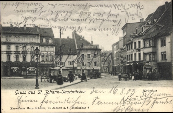 Ak St. Johann Saarbrücken im Saarland, Marktplatz