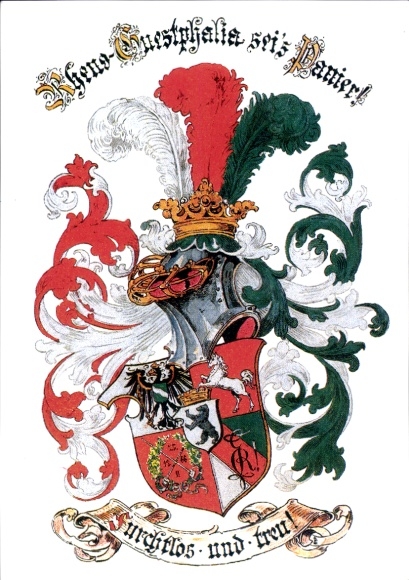 Studentika Postcard Berlin, Corps Rheno Guestphalia, coat of arms