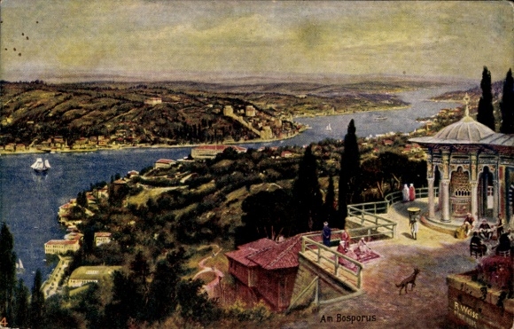Artysta KP Weiss, R., Konstantynopol Türkiye, Nad Bosforem, Pawilon