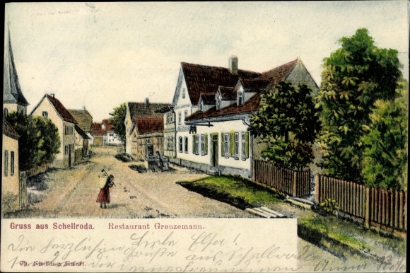 Ak Schellroda Klettbach in Thüringen, Restaurant Grenzemann