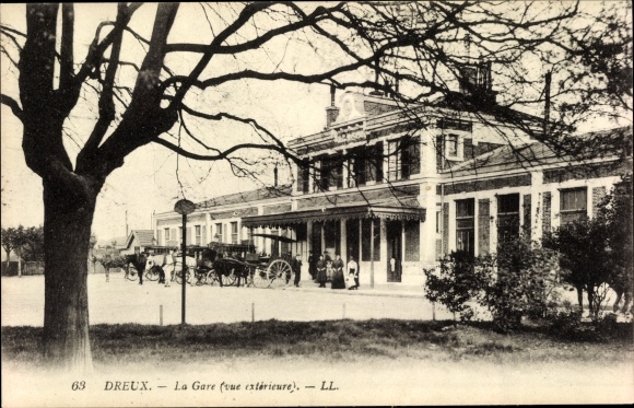 Postcard Dreux Eure et Loir, The Train Station
