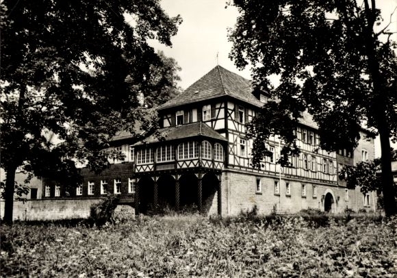 Postcard Stadtlengsfeld in the Rhön Thuringia, house in the park, tree border, from the Rhön