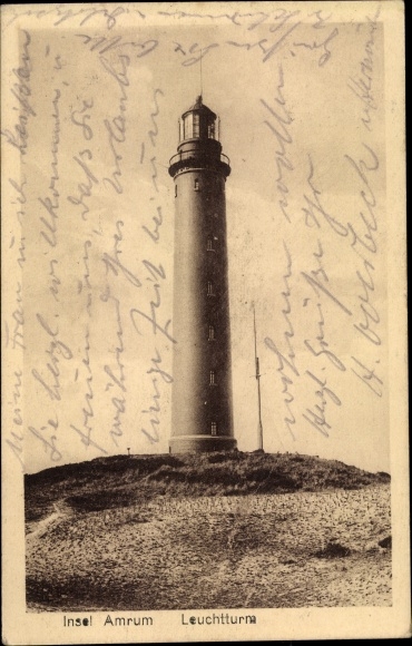 Postcard Insel Amrum in North Friesland, view of the lighthouse