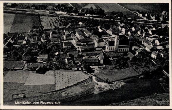 Postcard Marklkofen Lower Bavaria, aerial photograph